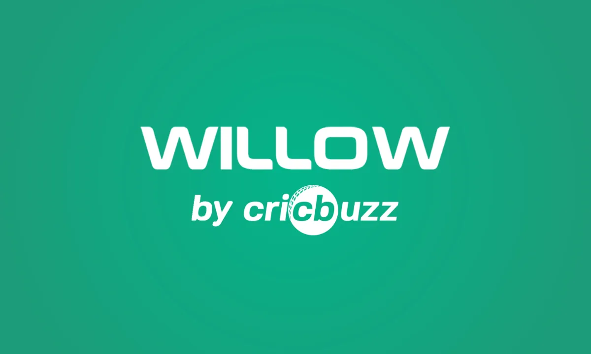 Willow TV Logo The Willow by Cricbuzz logo on a light green background.