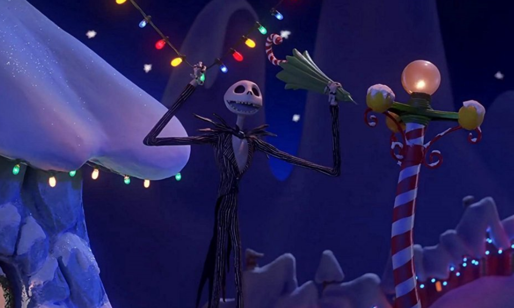 Jack Skellington is excited to see Christmas lights and snow.