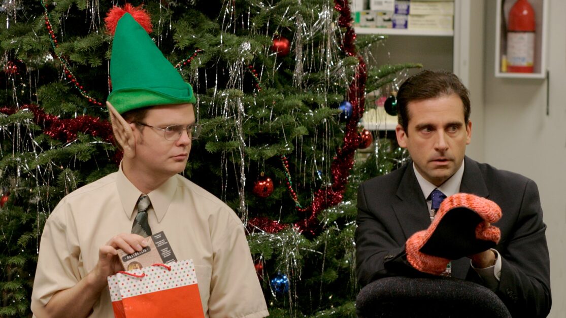 TheOfficeS2E10 Rainn Wilson and Steve Carell as Dwight and Michael.
