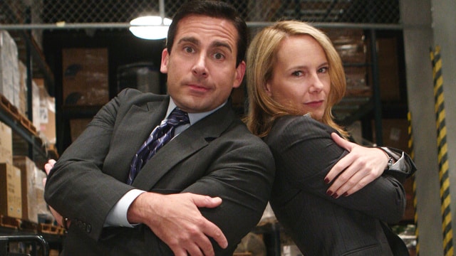 TheOfficeS5E11 Steve Carell and Amy Ryan as Michael and Holly.
