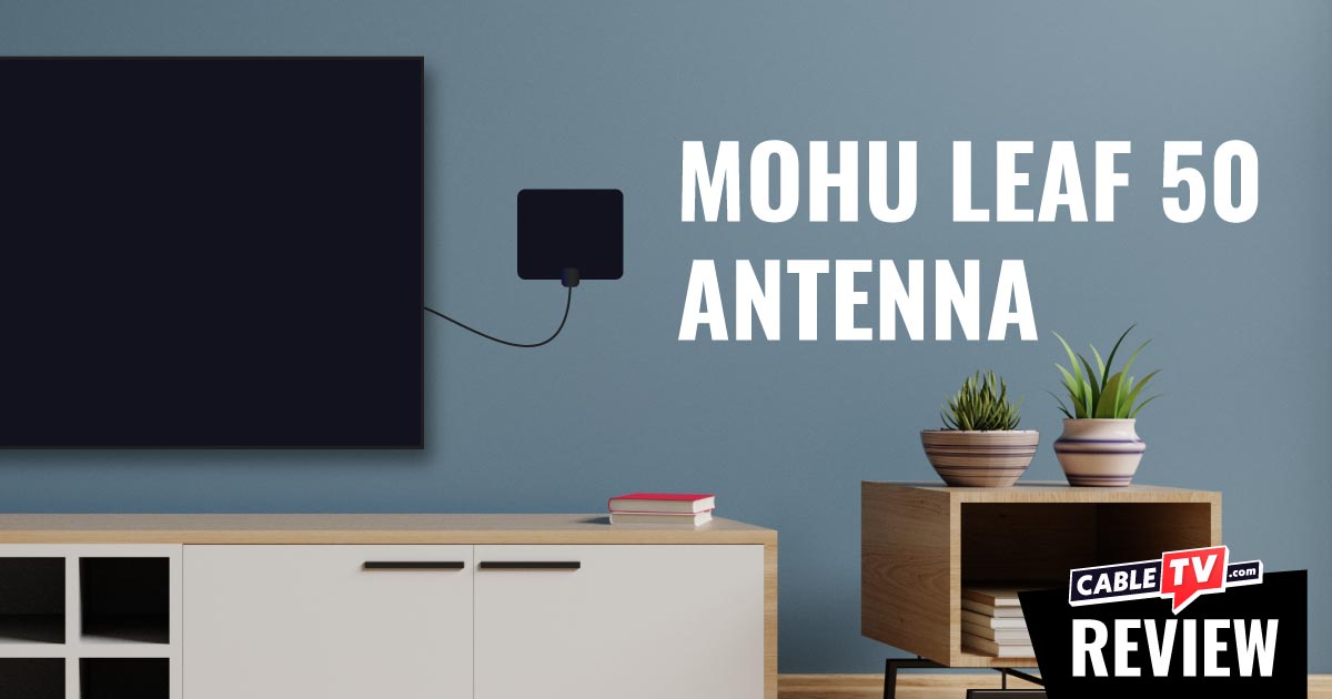 Mohu Leaf 50 Antenna connected to a TV.