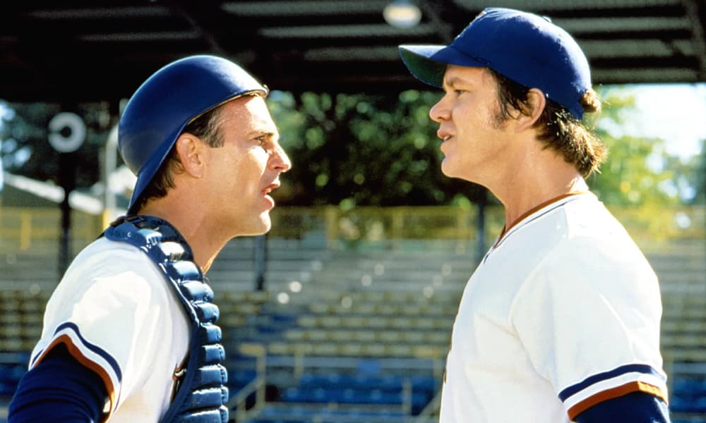 Kevin Costner and Tim Robbins in Bull Durham.