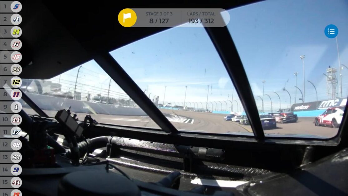 Ross Chastain’s in-car view during the 2023 United Rentals Work United 500.