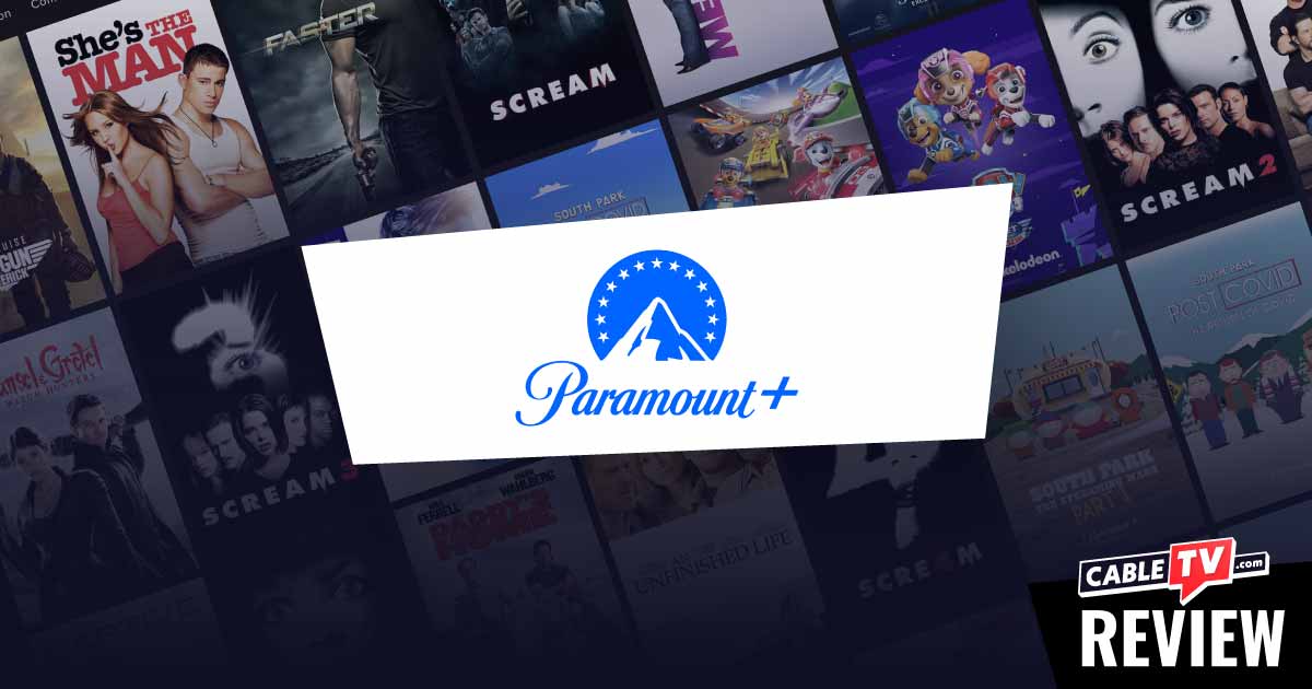 The Paramount Plus logo over a collage of Paramount Plus movies