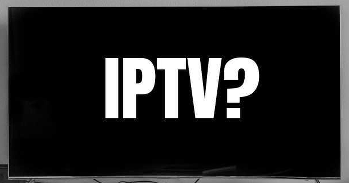 A black TV screen with text reading "IPTV?" (Photo: Andres Jasso on Unsplash. Cropping and text by CableTV.com)