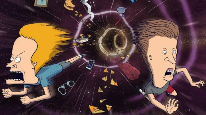 Beavis and Butt-Head hurtle through space in Beavis and Butt-Head Do the Universe