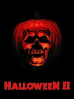 The Halloween II movie poster shows a jack-o-lantern with a skull face. The film title is on the bottom of the image.