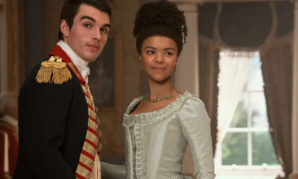 King George and Queen Charlotte from the Bridgerton universe.