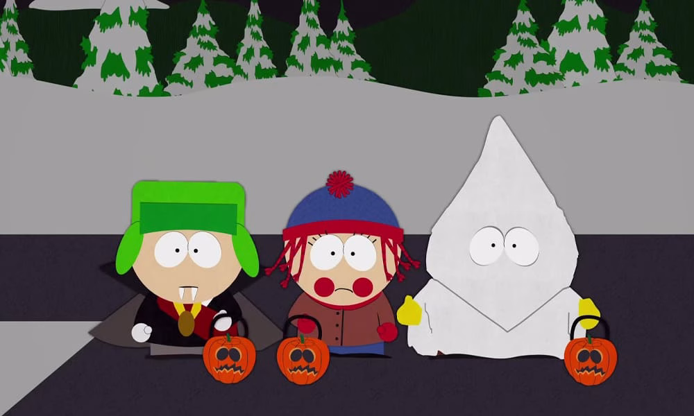South Park (S1E7) South Park's Kyle, Stan, and Eric going trick-or-treating.