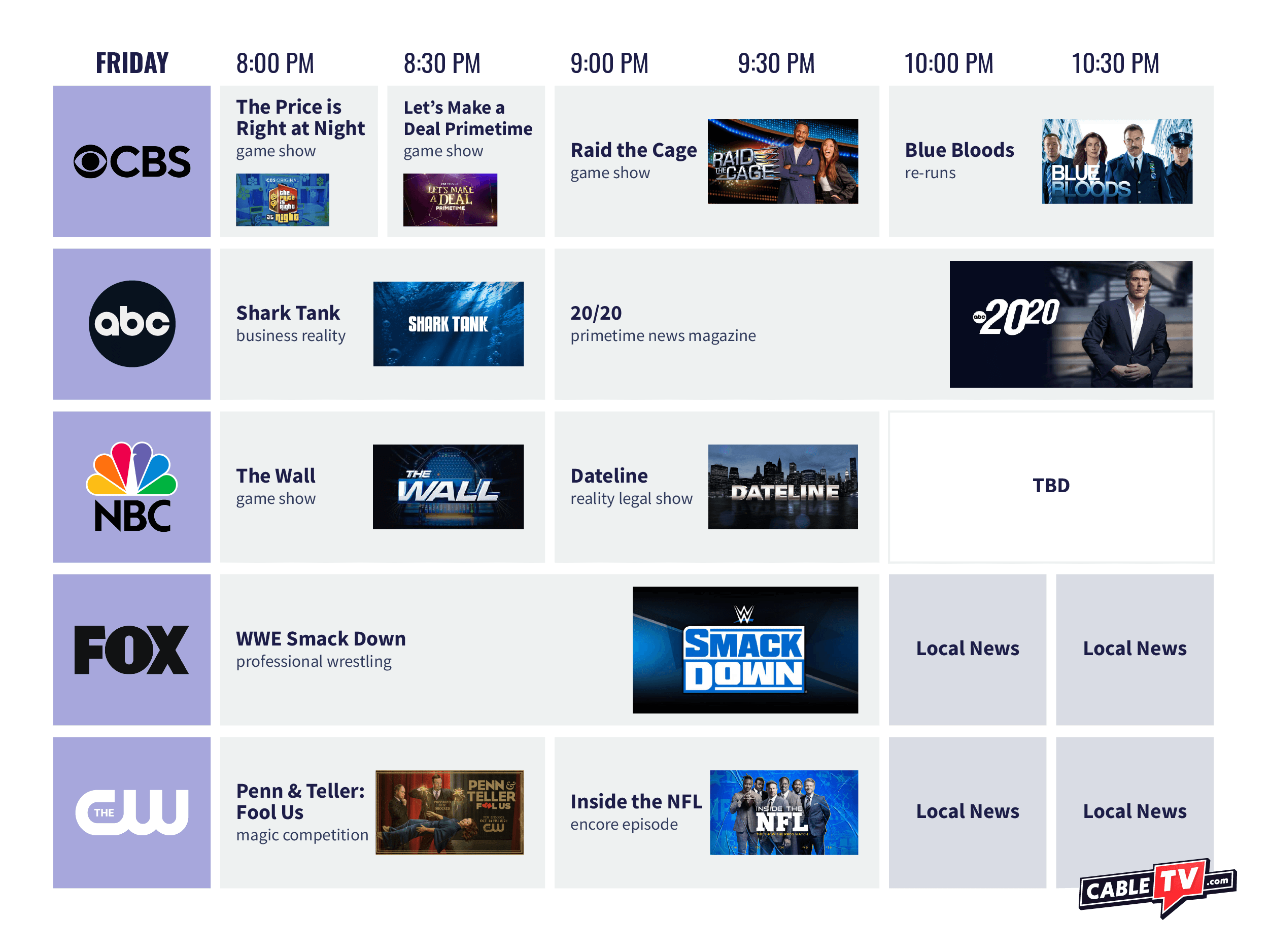 Fall Channel Lineup 2023 - Friday Night Schedule