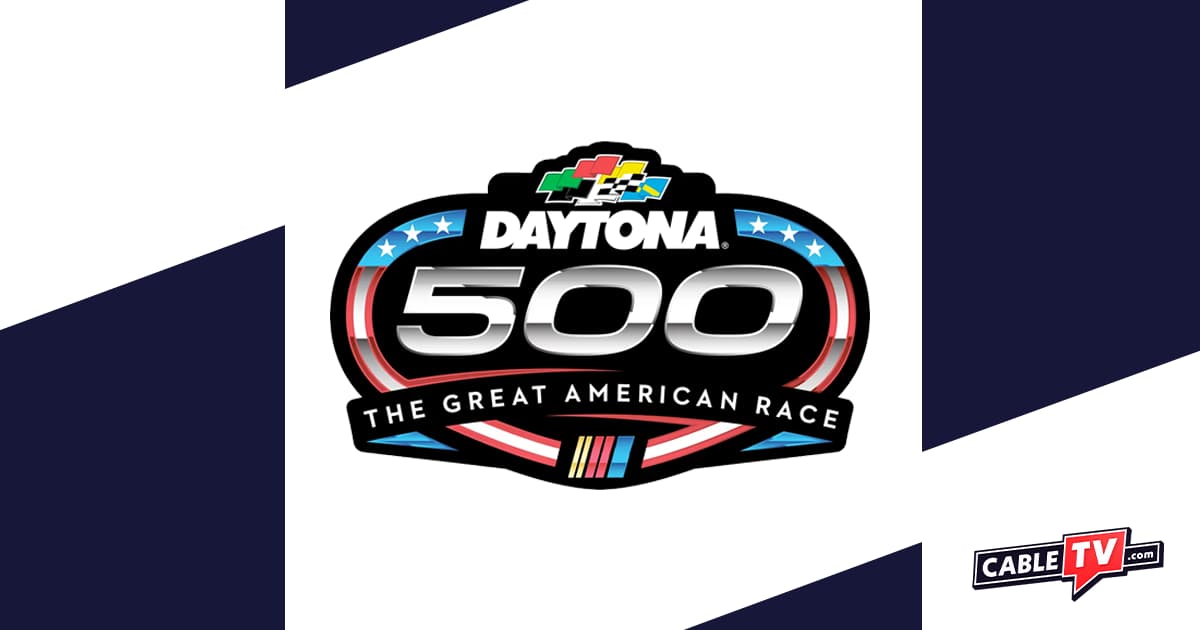 Daytona 500 logo over checkered background