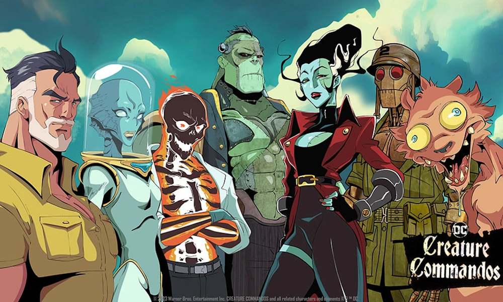The Creature Commandos, a lineup of anti-heroes including Frankenstein, the Bride of Frankenstein, and Weasel from the Suicide Squad.