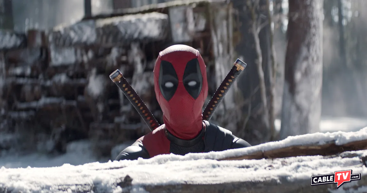 Deadpool, a masked anti-hero vigilante with two katanas on his back.