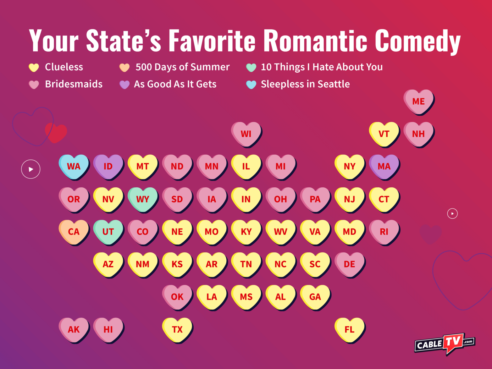 2024 Favorite Romantic Comedies map
