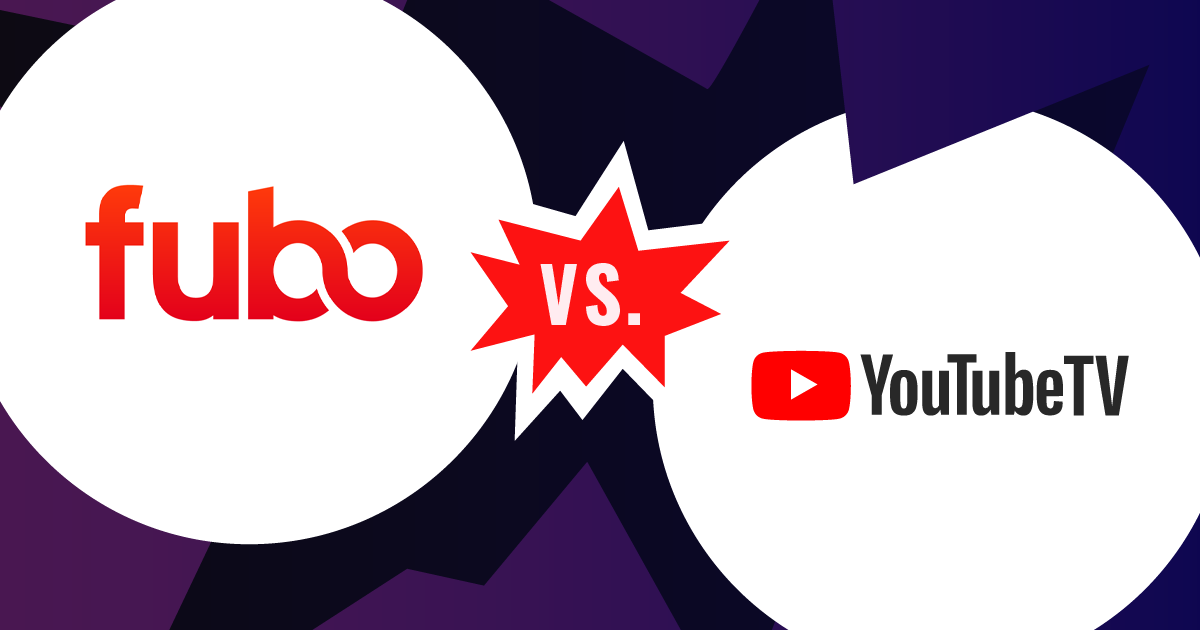 Fubo vs YouTube TV logo graphic