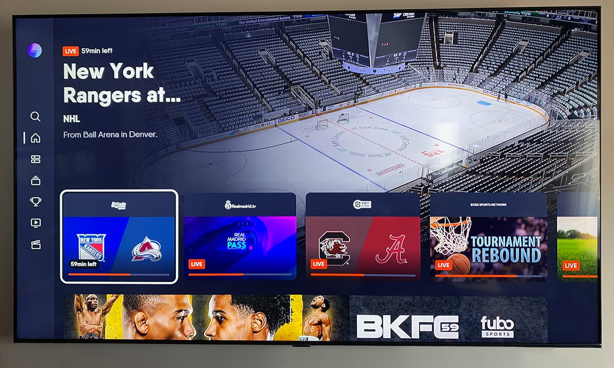 Fubo home screen on a Samsung 4K Smart TV