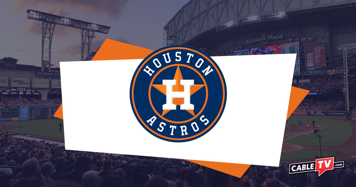 Houston Astros logo over image of baseball field