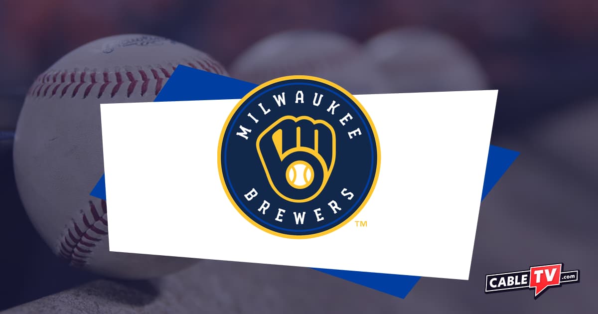 Milwaukee Brewers logo over image of baseball