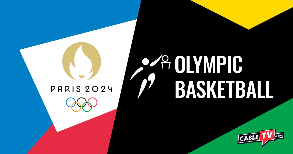 Paris 2024 logo alongside Olympic basketball pictograph