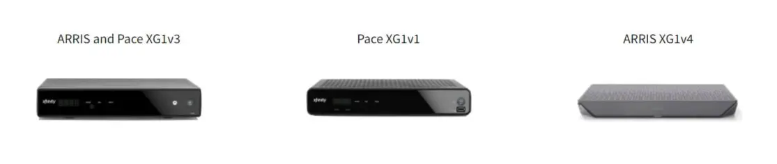 Image of three different Xfinity X1 TV boxes