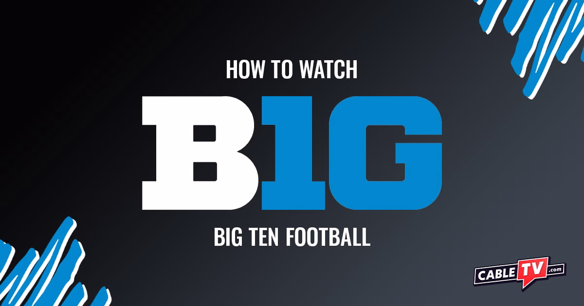 The Big Ten football logo on a gradient background.