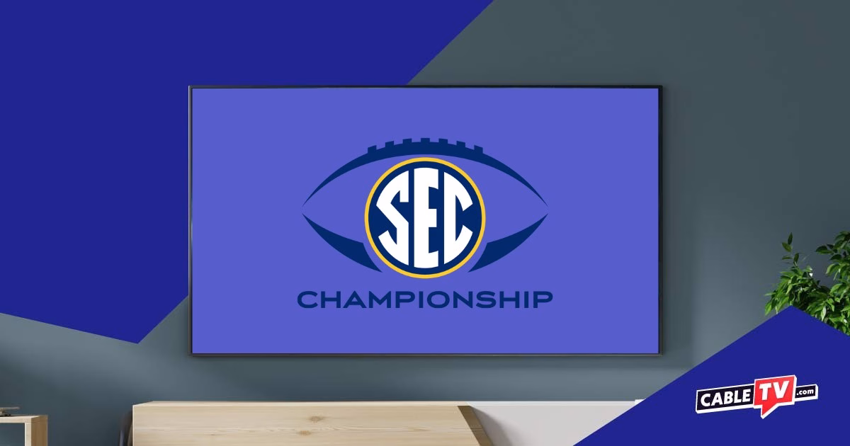The SEC Football Championship logo on a generic flatscreen TV graphic.