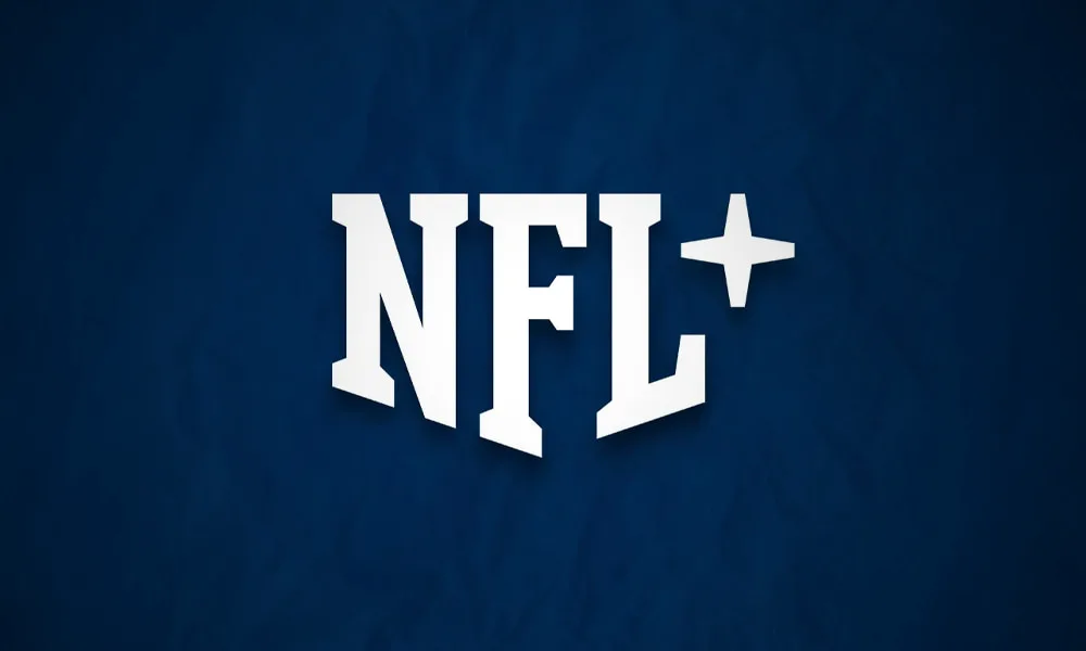 NFL Plus logo The NFL Plus logo features white text on a blue textured background.