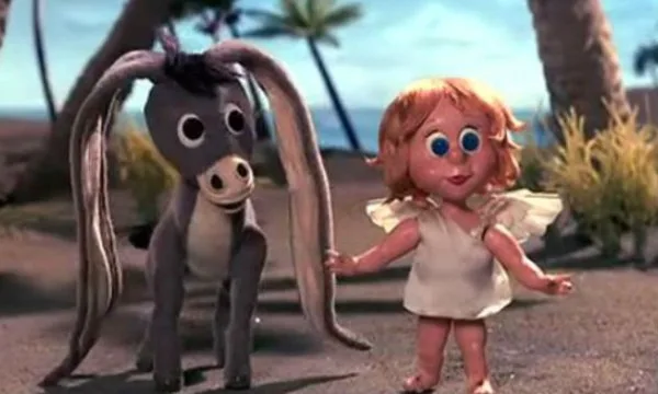 Nestor, a grey donkey with exceptionally long ears, stands alongside the cherub Tilly in the 1977 stop-motion special.