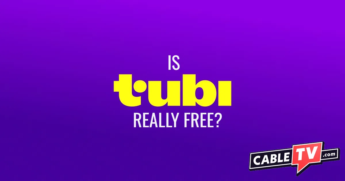 On a purple background, it says “Is Tubi Really Free?” The CableTV.com logo is at bottom-right.