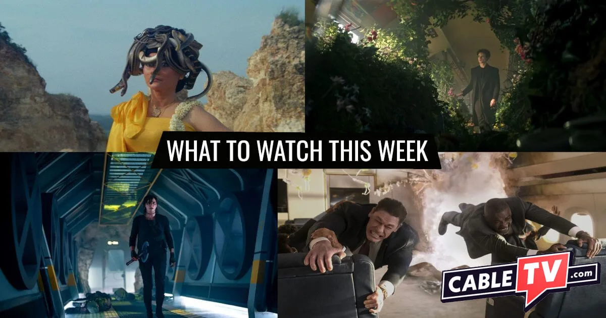 A collage of images from Suzzanna: The Queen of Black Magic, The Sandman, The Old Guard 2, and Heads of State, movies and shows covered in CableTV.com’s What to Watch This Week column for June 30–July 6.
