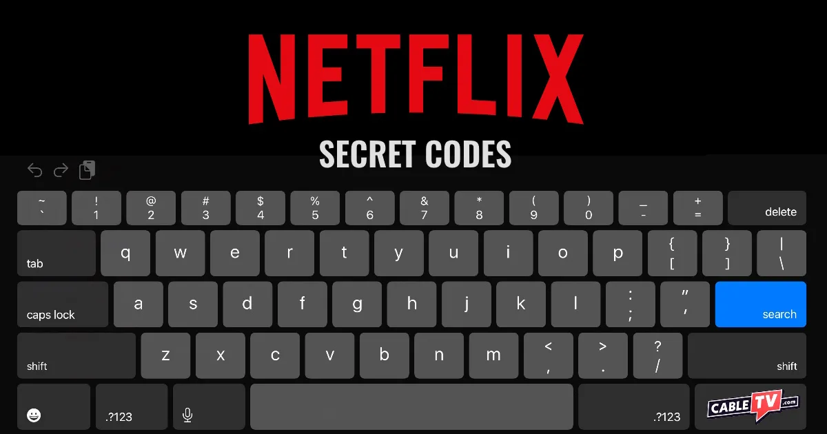 Netflix secret codes above image of computer keyboard