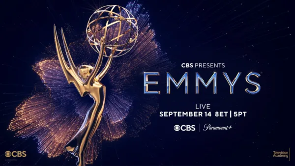 2025 Emmys “CBS Presents: EMMYS. Live, September 14 8 ET|5PT on CBS and Paramount+.” Next to this text is a picture of an Emmy Award.