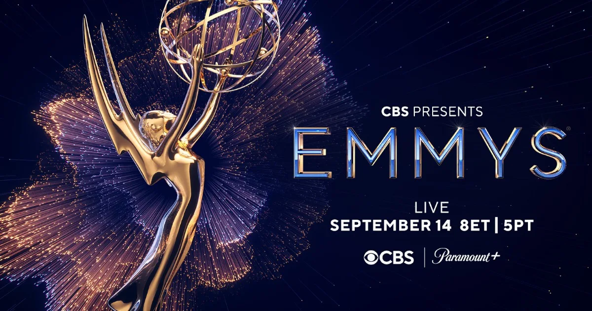 Gold Emmy award on dark blue background for CableTV.com's Guide to watching Emmy nominated shows