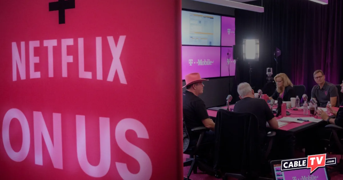 Ad saying Netflix on us