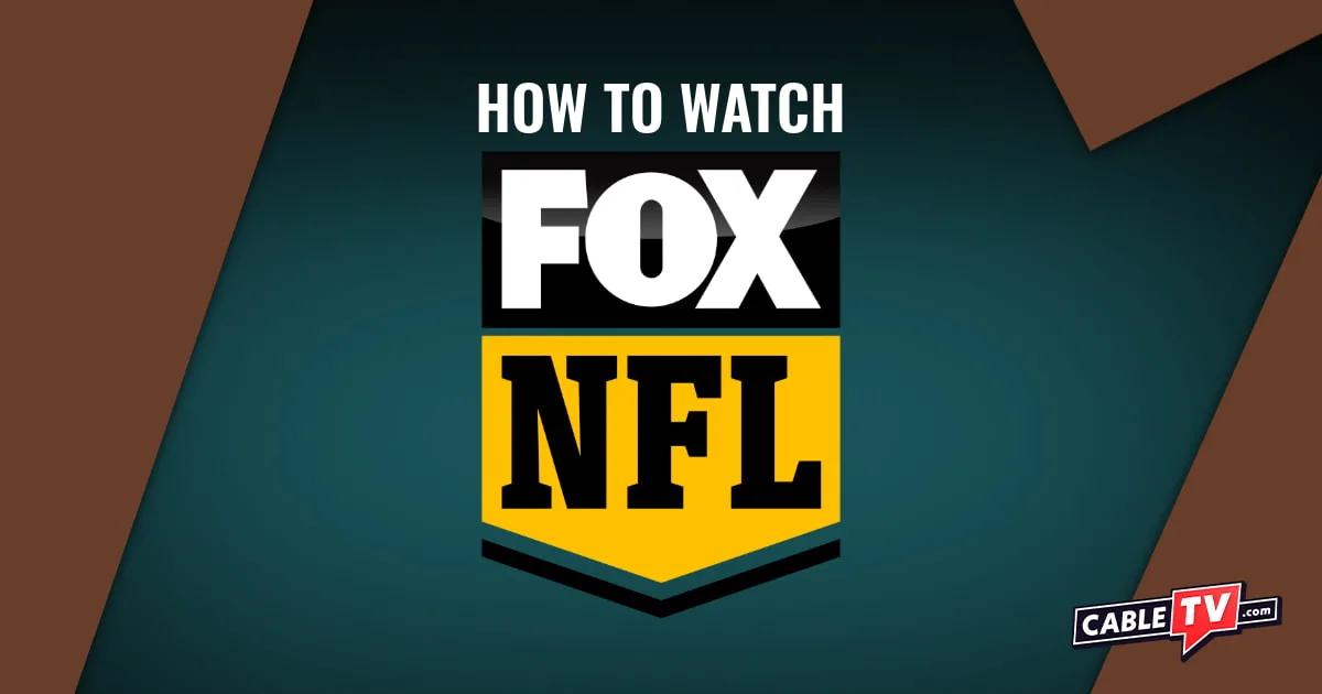 How to Watch above black, white, and gold NFL on FOX logo and CableTV.com logo in bottom right corner