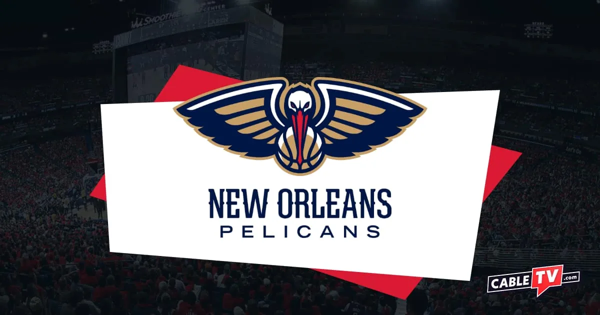 New Orleans Pelicans logo featuring a pelican with wings open and a basketball in its beak