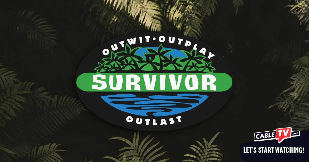 Logo for Survivor reality show with CableTV.com logo in bottom right corner.