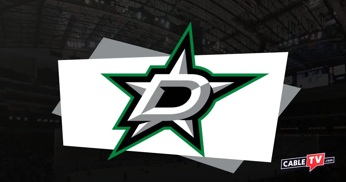 Dallas Stars logo featuring a white star with a D in the center and a black and green border.