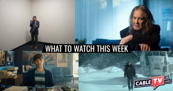A collage of images from The Chair Company, Ozzy: No Escape from Now, BOOTS, and The Last Frontier, shows covered in CableTV.com’s What to Watch This Week column for October 6–12.