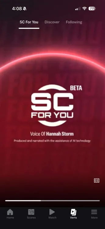 ESPN Unlimited SportsCenter 4 U A screenshot of the SportsCenter For You feature on the ESPN app.