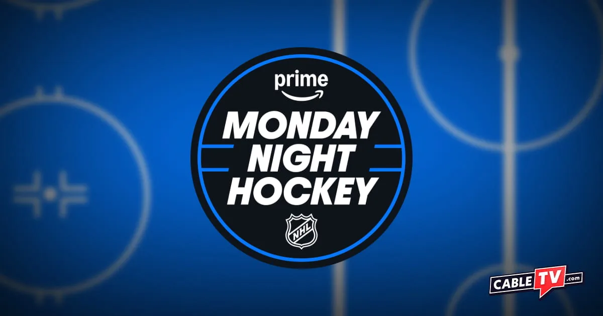 Monday Night Hockey logo on blue background with hockey markings