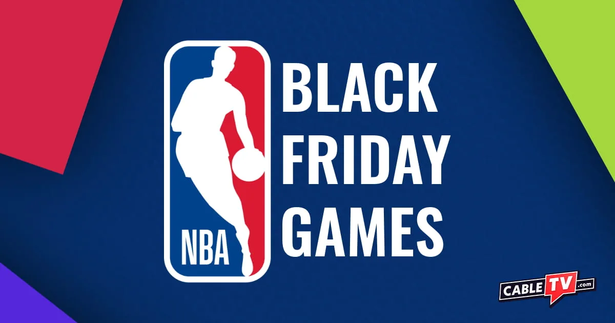 NBA logo on blue background with text reading Black Friday Games