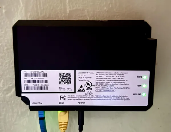 Xfinity ONT Photo A photo of our writer’s ONT installed in her home.