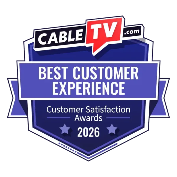Badge declaring the 2026 CableTV.com Customer Satisfaction Award for Best Customer Experience