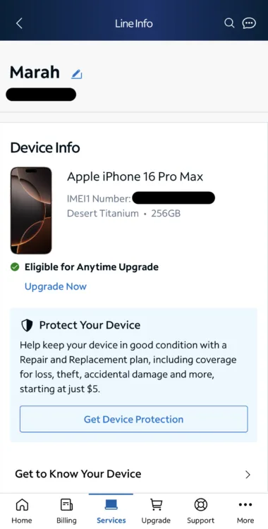 Spectrum App 3 Screenshot of Spectrum Mobile App with details on iPhone device