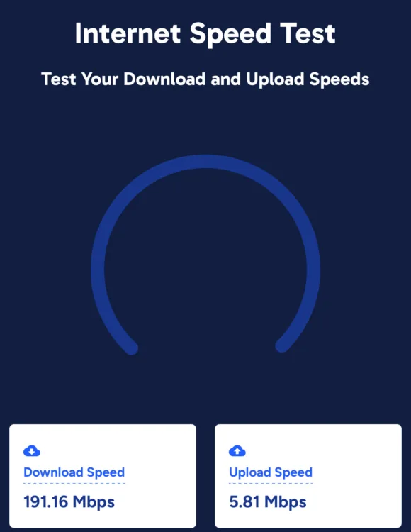 Spectrum Mobile Speedtest 2 A speed test result for Spectrum Mobile that shows upload and download speeds.
