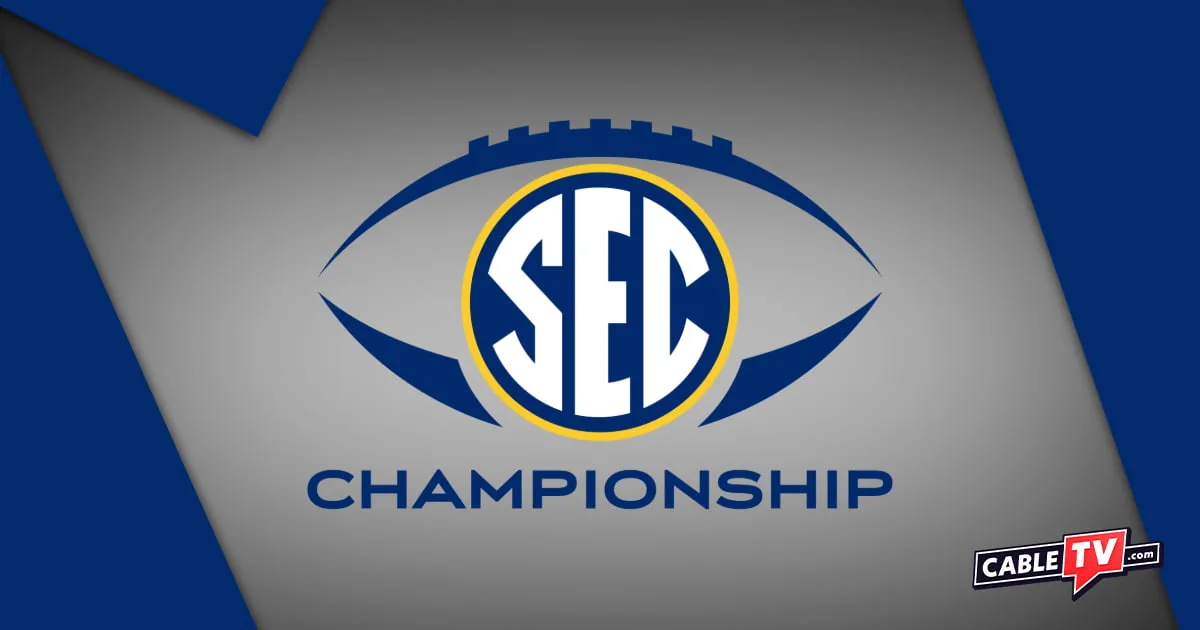 The SEC Football Championship logo on a blue and gray background.