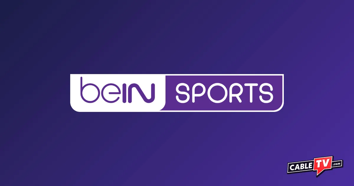 Purple and white beIN SPORTS logo on a dark purple background