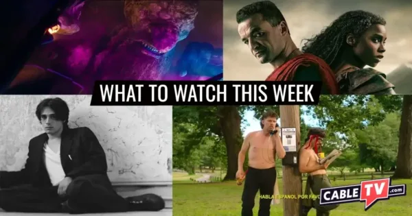 A collage of images from Troll 2, Spartacus: House of Ashur, It’s Not Over Jeff Buckley, and Tapawingo, movies and shows covered in CableTV.com’s What to Watch This Week column for Dec. 1–7.