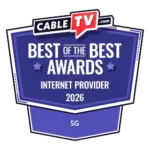 A graphic with the text CableTV.com's 2026 Best of the Best Awards for internet providers with the category text 5G